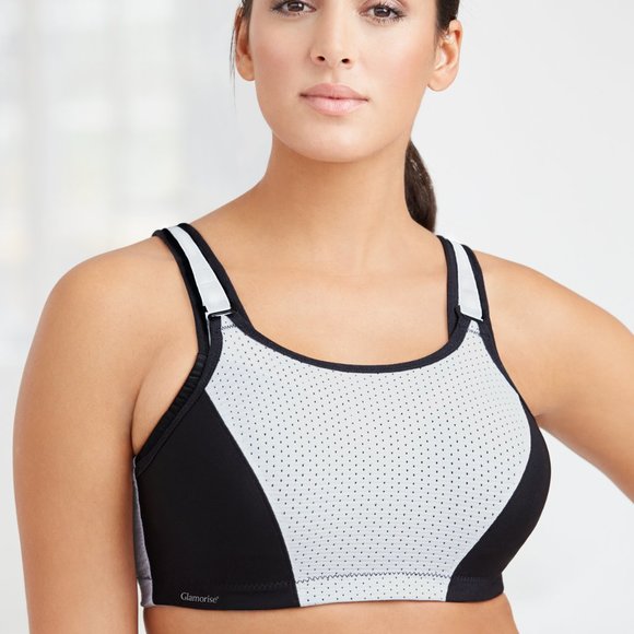 Glamorise SPORT Bra 32G (DOUBLE-LAYER) Wicking (PADDED-STRAPS) White NEW - Picture 6 of 14